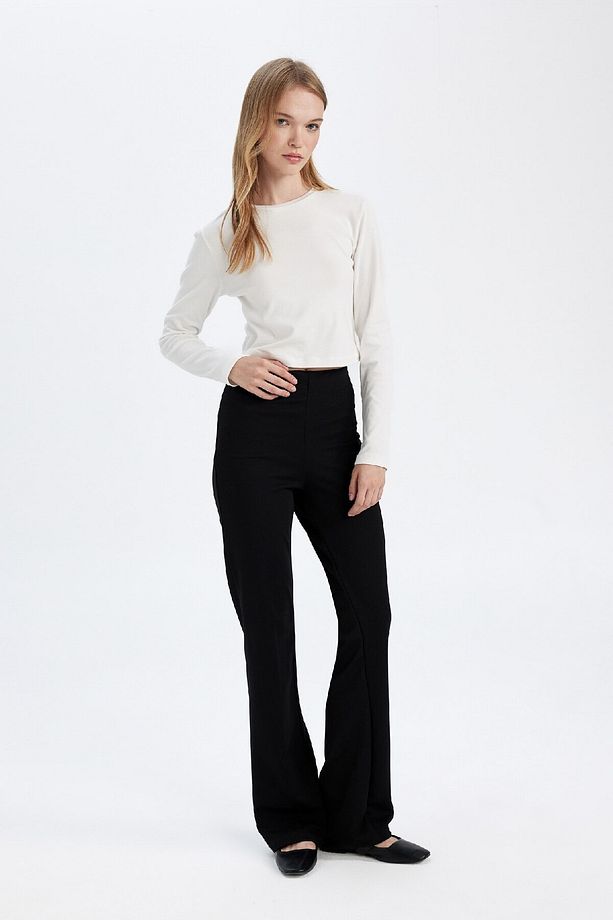 Flare Fit Casual Basic Düz Pantolon D8096ax24au - 3