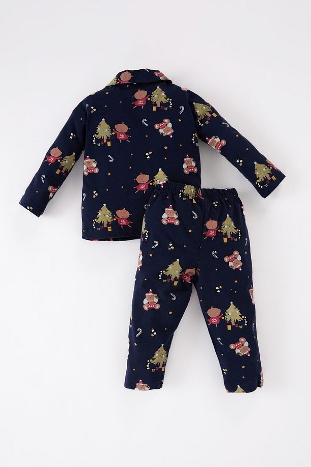 Erkek Bebek Pijama Takımı Yılbaşı Temalı Uzun Kollu Üst Beli Lastikli Uzun Alt D7144a524wn - 6