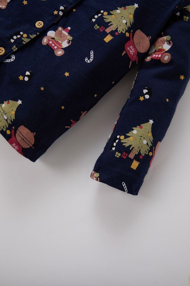 Erkek Bebek Pijama Takımı Yılbaşı Temalı Uzun Kollu Üst Beli Lastikli Uzun Alt D7144a524wn - 4