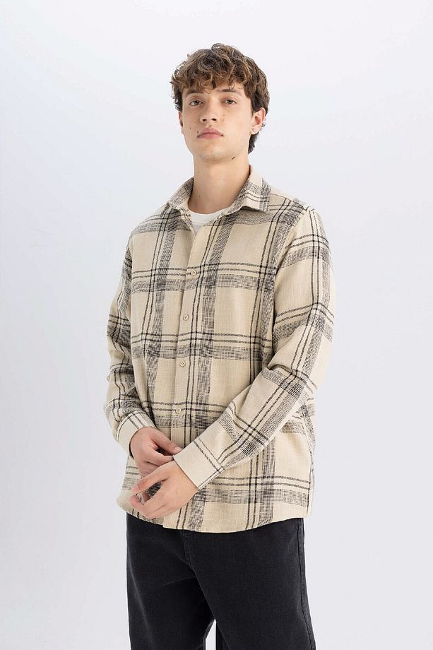 %100 Pamuk Regular Fit Kareli Oduncu Flanel Uzun Kollu Gömlek D6727ax24au - 3