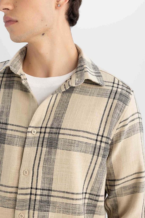 %100 Pamuk Regular Fit Kareli Oduncu Flanel Uzun Kollu Gömlek D6727ax24au - 5
