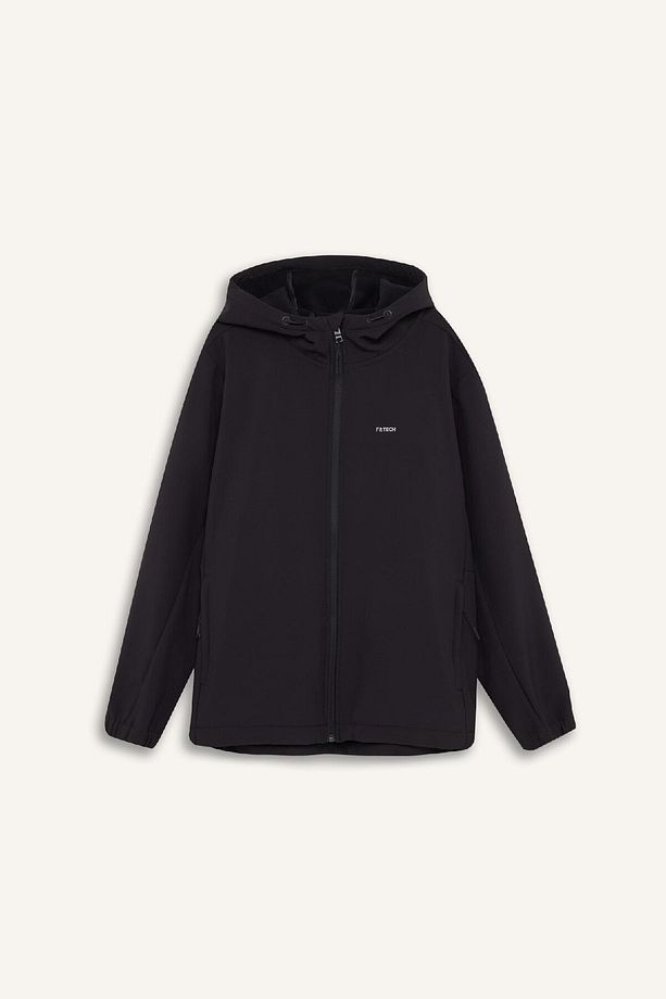 DeFactoFit Su İtici Regular Fit Kapüşonlu Fermuarlı Softshell Mont D6178AX25SP - 8