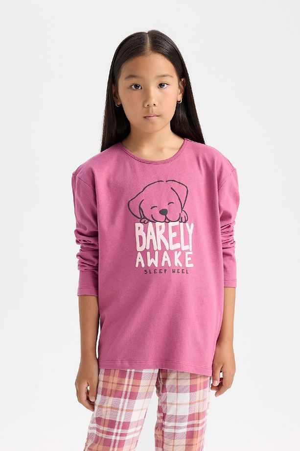 Kız Çocuk Pijama Takımı Baskılı Uzun Kollu  Üst Beli Lastikli Uzun Alt D7740A824WN - 3