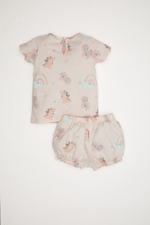 Kız Bebek Pijama Takımı Dinazor Baskılı Kısa Kollu Penye Üst Beli Lastikli Şort D8295a5ns - 5