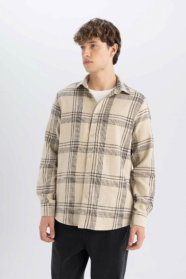 %100 Pamuk Regular Fit Kareli Oduncu Flanel Uzun Kollu Gömlek D6727ax24au - 4