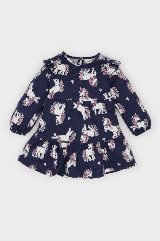 Kız Bebek Unicorn Baskılı Uzun Kollu Sweat Elbise D5632A524WN - 1