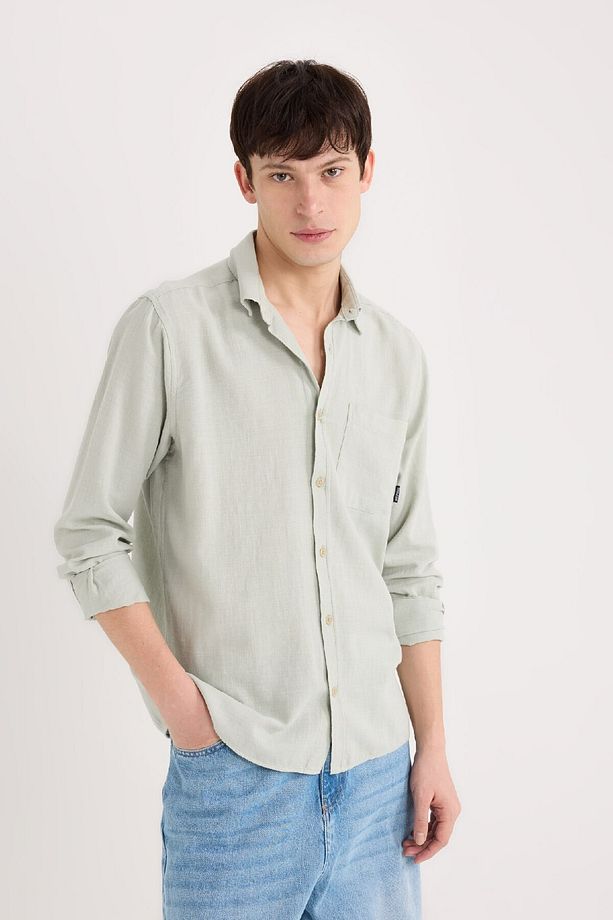 %100 Pamuk Regular Fit Basic Düz Uzun Kollu Gömlek D7079ax25sp - 3