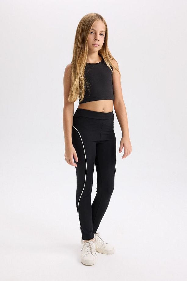 Kız Çocuk Şerit Detaylı Standart Boy Tayt D6549A824WN - 1