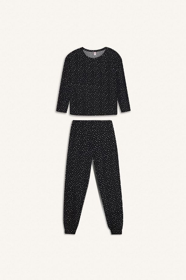 Pijama Takımı Softshell Uzun Kollu Üst Beli Lastikli Uzun Alt-fall In Love D9183ax24wn - 8