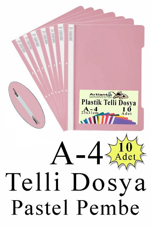 Telli Dosya Plastik A4 10 lu 1 Paket Poşet Dosyalara Uyumlu Ekonomik Kaliteli Şeffaf Kapak Telli Dos - 1