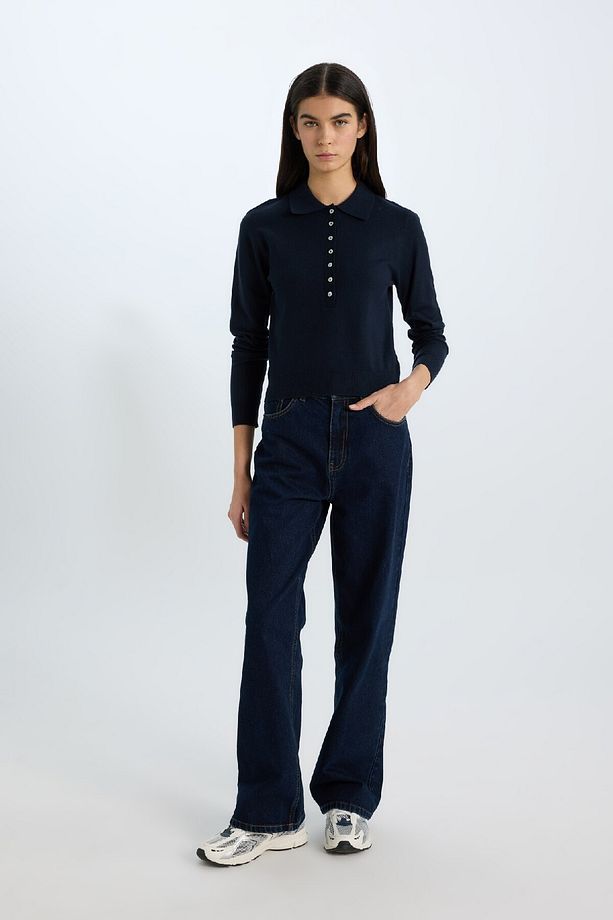 Regular Fit Polo Yaka Basic Düz Triko Kazak D6259AX25SP - 2