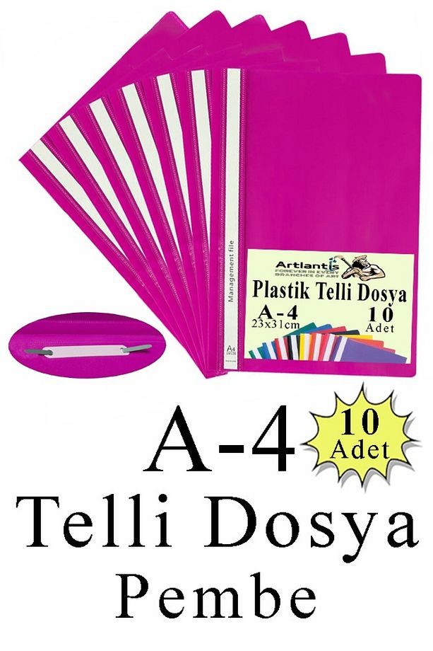 Telli Dosya Plastik A4 10 lu 1 Paket Poşet Dosyalara Uyumlu Ekonomik Kaliteli Şeffaf Kapak Telli Dos - 1