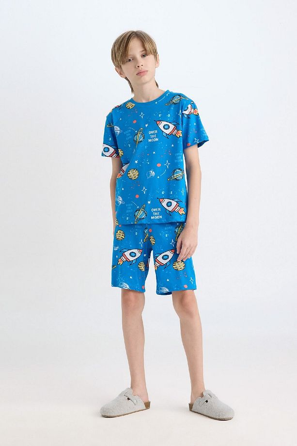 Erkek Çocuk Pijama Takımı Desenli Kısa Kollu Üst Şort D8782a8ns - 1