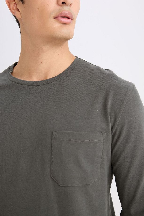Pijama Takımı Regular Fit Uzun Kollu Basic Düz Üst Kareli Alt B2450ax24wn - 5