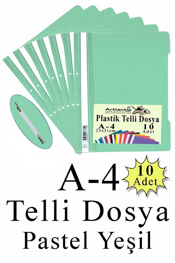 Telli Dosya Plastik A4 10 lu 1 Paket Poşet Dosyalara Uyumlu Ekonomik Kaliteli Şeffaf Kapak Telli Dos - 1