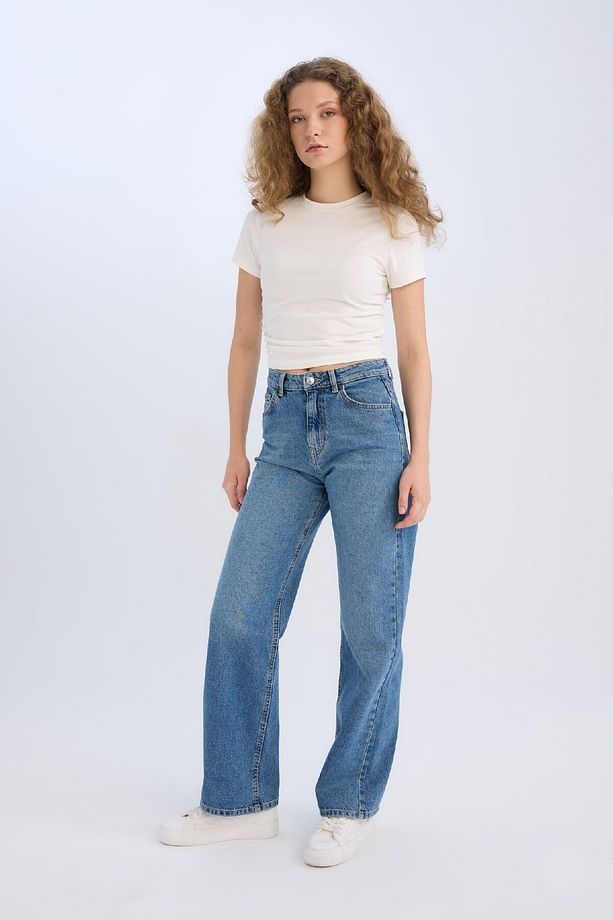 90's Wide Leg Yüksek Bel Geniş Paça Uzun Jean Kar Yıkamalı Pantolon D7952ax25sp - 4