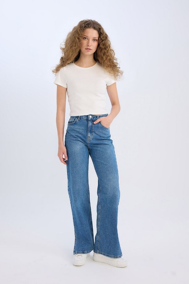 90s Wide Leg Yüksek Bel Düz Paça Uzun Jean Kar Yıkamalı Pantolon D7983ax25sp - 3