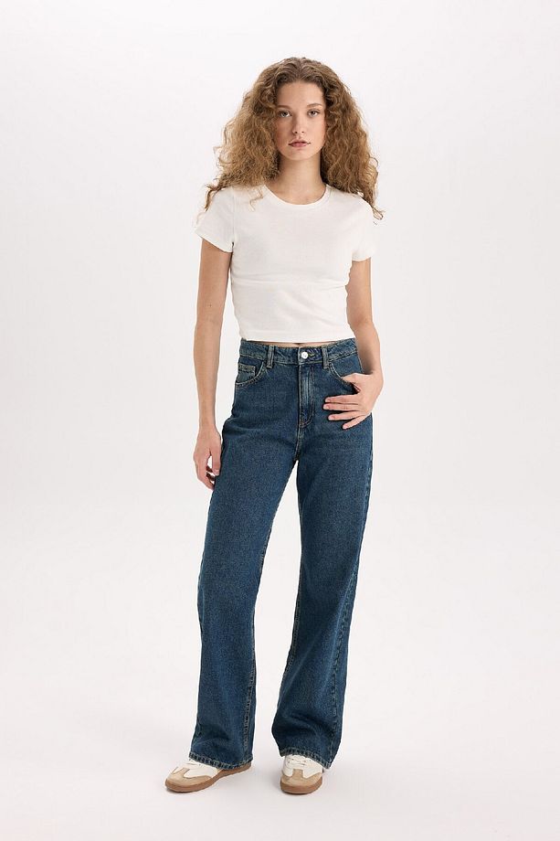 90's Wide Leg Yüksek Bel Geniş Paça Uzun Jean Kar Yıkamalı Pantolon D7953ax25sp - 4