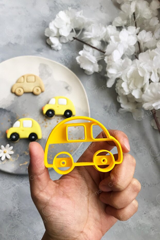 قالب عجينة السيارة الصفراء / قالب البسكويت / قالب السيراميك