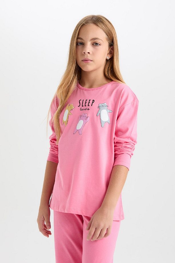 Kız Çocuk Pijama Takımı Baskılı Uzun Kollu Üst Uzun Alt D8586a8ns - 3