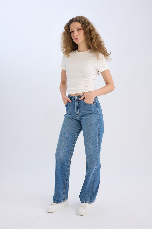90's Wide Leg Yüksek Bel Geniş Paça Uzun Jean Kar Yıkamalı Pantolon D7952ax25sp - 3