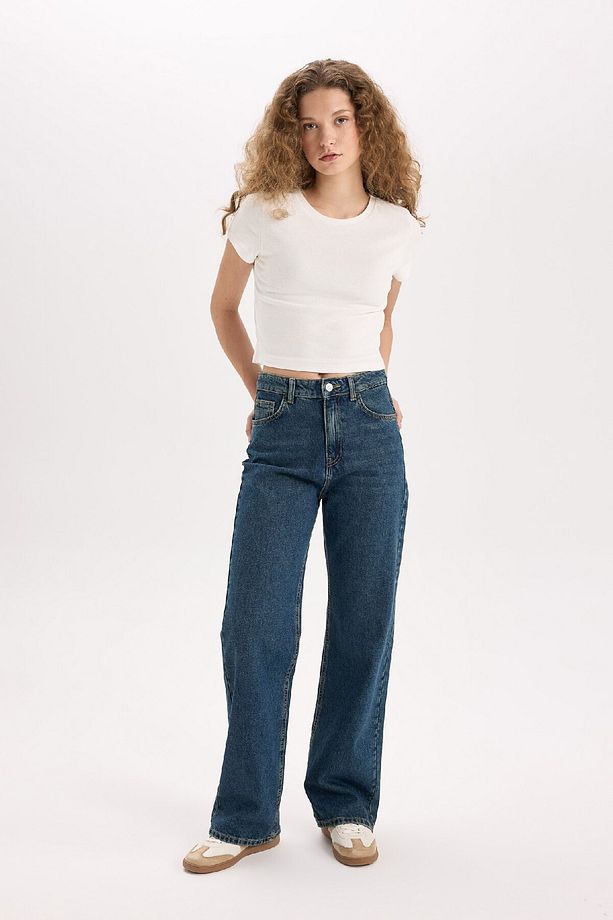 90's Wide Leg Yüksek Bel Geniş Paça Uzun Jean Kar Yıkamalı Pantolon D7953ax25sp - 3
