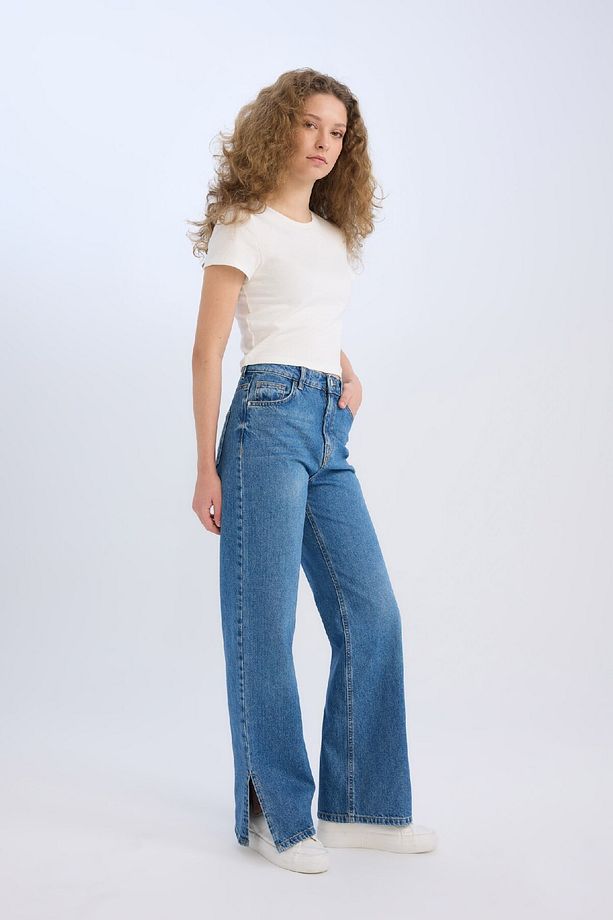 90s Wide Leg Yüksek Bel Düz Paça Uzun Jean Kar Yıkamalı Pantolon D7983ax25sp - 4