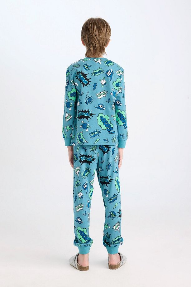 Erkek Çocuk Pijama Takım Desenli Uzun Kollu Üst Beli Lastikli Uzun Alt D6322a824wn - 6