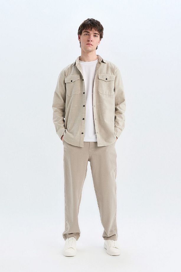 %100 Pamuk Regular Fit Polo Yaka Basic Düz Uzun Kollu Gömlek B2654ax25sp - 5
