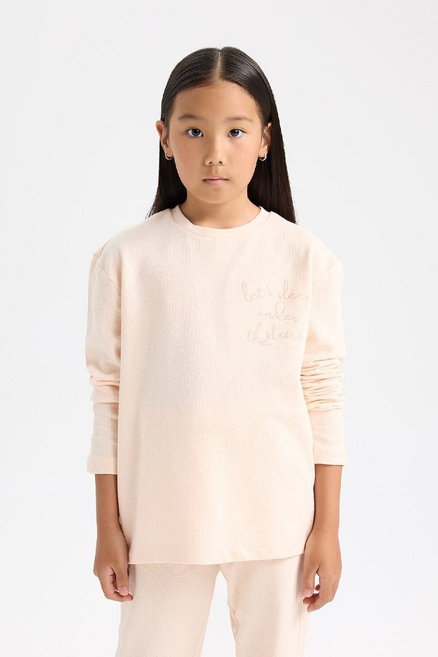 Kız Çocuk Pijama Takımı Uzun Kollu Üst Beli Lastikli Alt D6655a824wn - 3