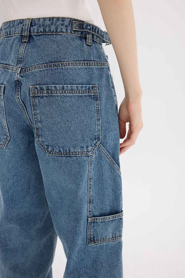 Baggy Fit Yüksek Bel Düz Paça Uzun Jean Pantolon D7963AX25SP - 5