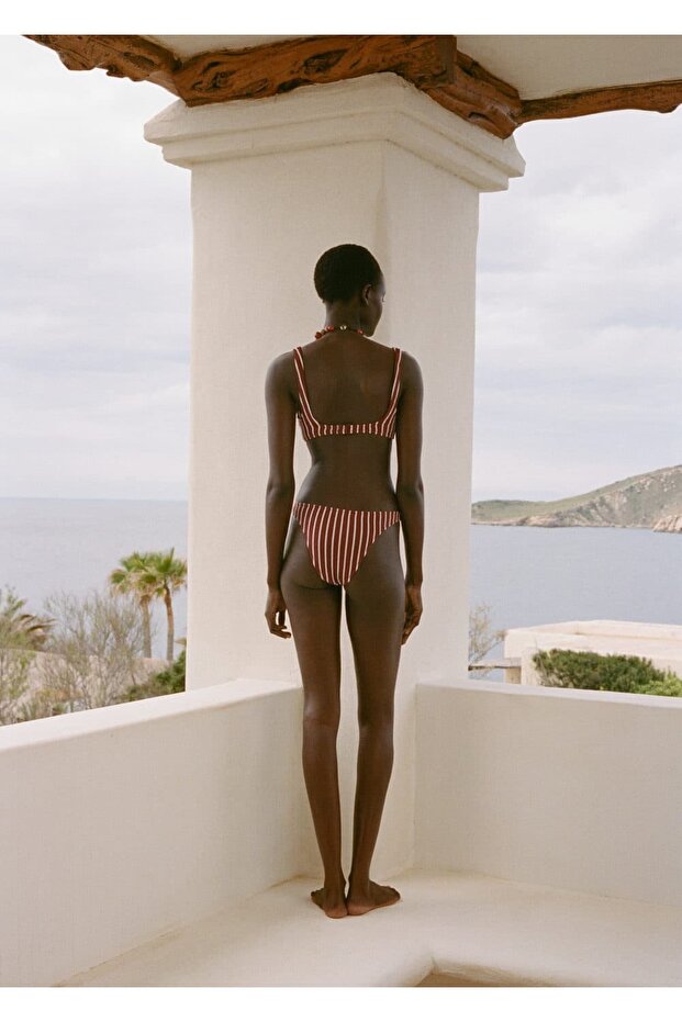 Çizgili Ribana Bikini Üstü - 4