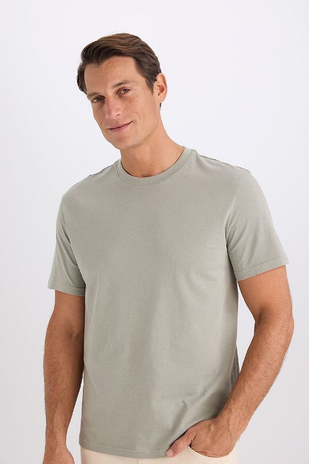 %100 Pamuk New Regular Fit Bisiklet Yaka Basic Düz Kısa Kollu Tişört V7699az25sp - 3