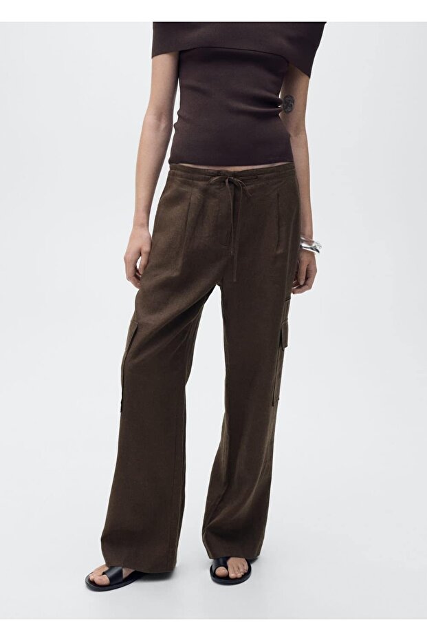 Keten kargo pantolon - 1