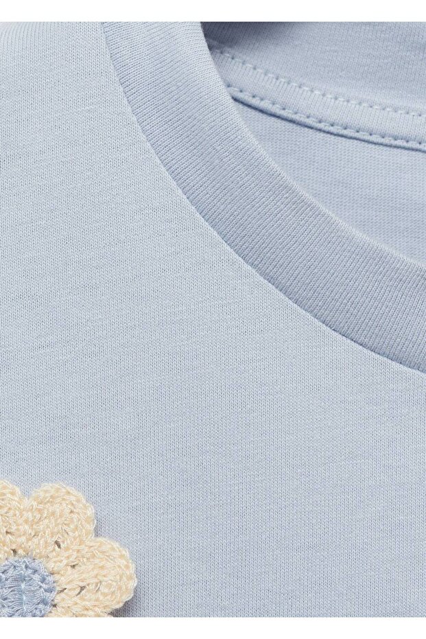 Çiçek aplikeli pamuklu tişört - 6