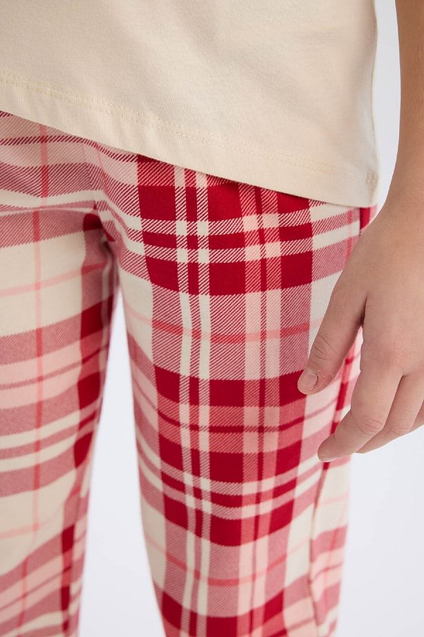 Kız Çocuk Yılbaşı Temalı Pijama Takımı Bisiklet Yaka Uzun Kollu Üst Beli Lastikli Alt D8790A824AU - 5