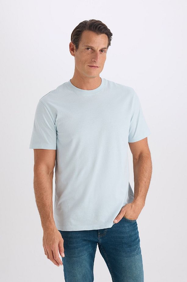 %100 Pamuk New Regular Fit Bisiklet Yaka Basic Düz Kısa Kollu Tişört V7699az25sp - 3