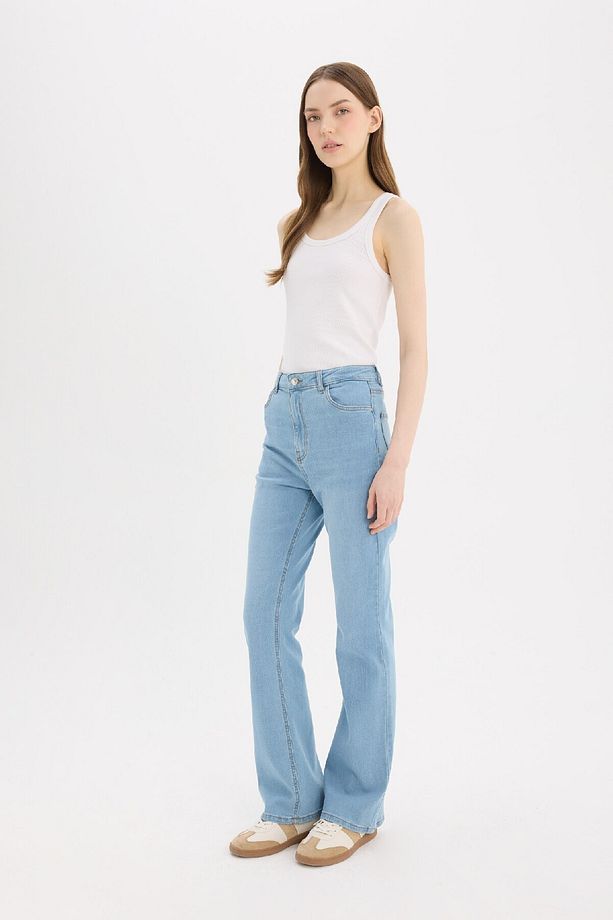 Slim Flare Yüksek Bel Düz Paça Uzun Jean Kar Yıkamalı Pantolon D7973AX25SP - 2