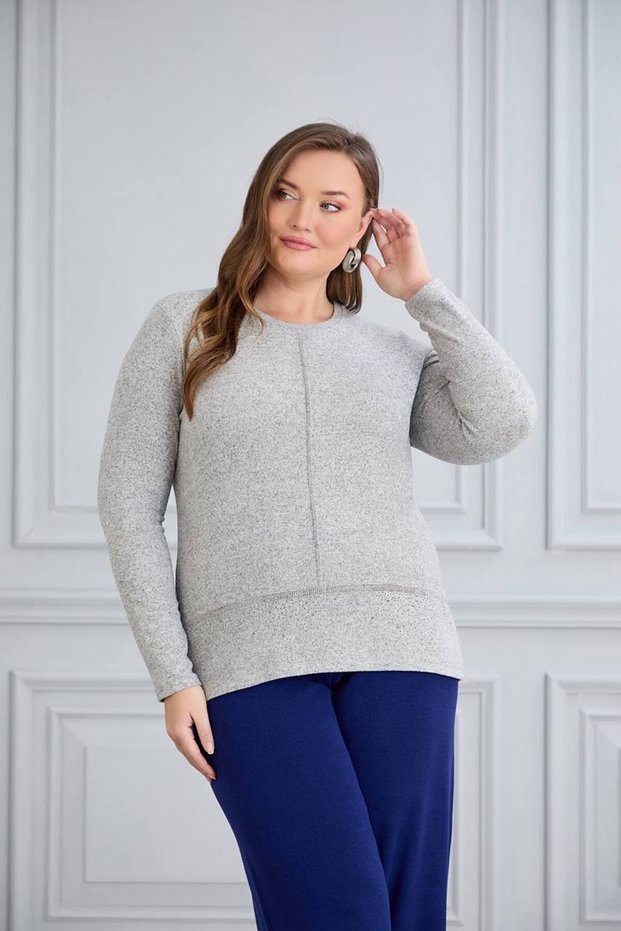 Women's Soft Patterned Elegant Plus Size Cashmere Shirt Blouse