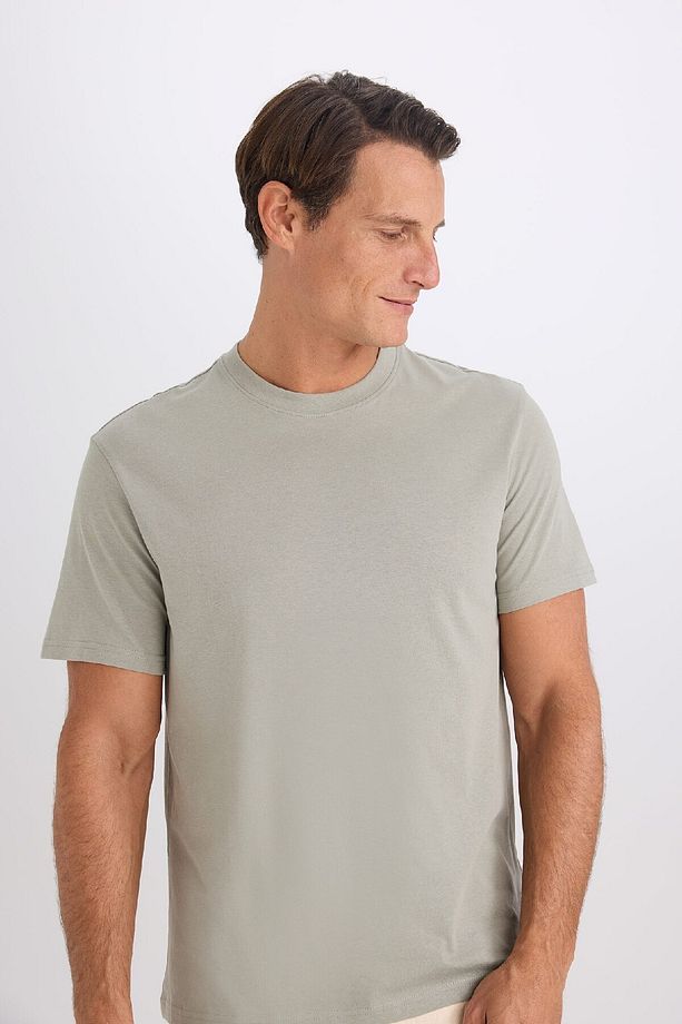 %100 Pamuk New Regular Fit Bisiklet Yaka Basic Düz Kısa Kollu Tişört V7699az25sp - 4