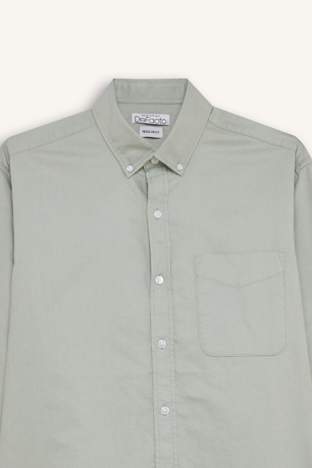 %100 Pamuk Regular Fit Polo Yaka Oxford Basic Düz Uzun Kollu Gömlek A8028ax25sp - 8