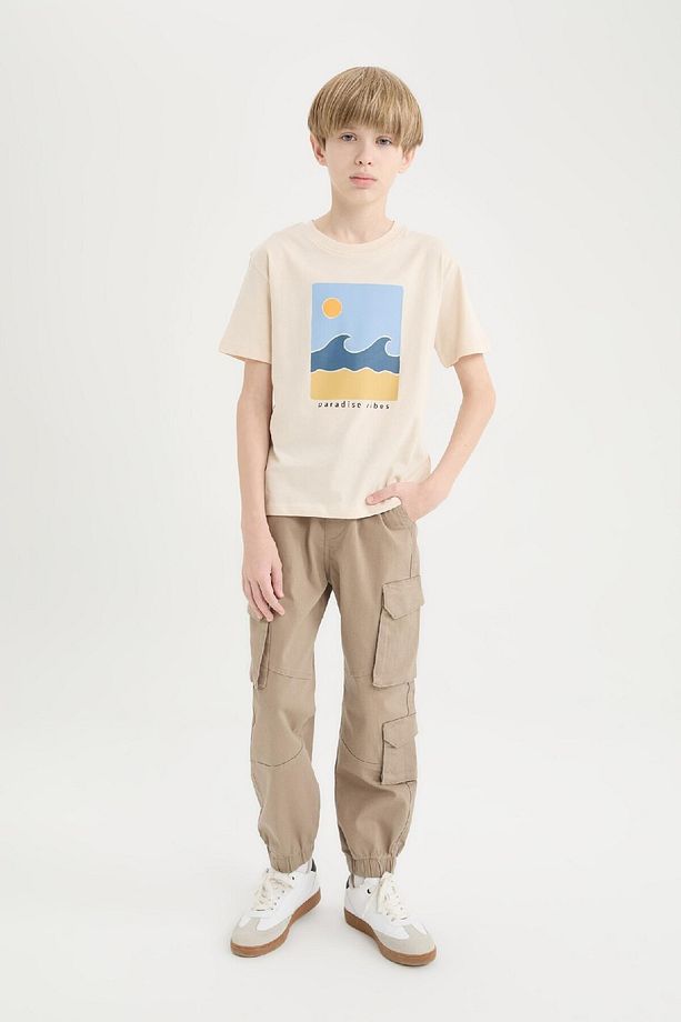 Erkek Çocuk Kargo Cepli Standart Paça Gabardin Jogger Pantolon D6314A825SP - 4