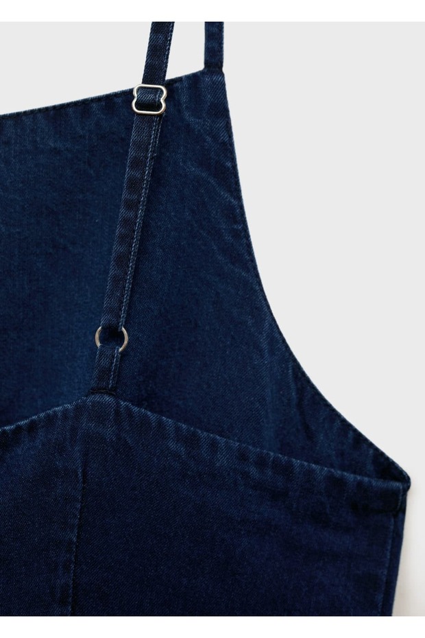 Denim görünümlü uzun tulum - 5