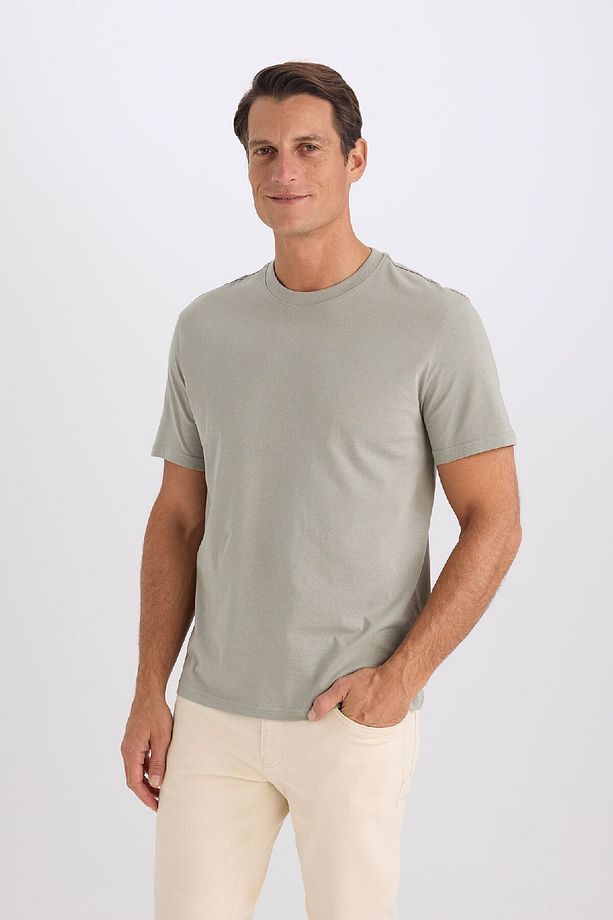 %100 Pamuk New Regular Fit Bisiklet Yaka Basic Düz Kısa Kollu Tişört V7699az25sp - 1