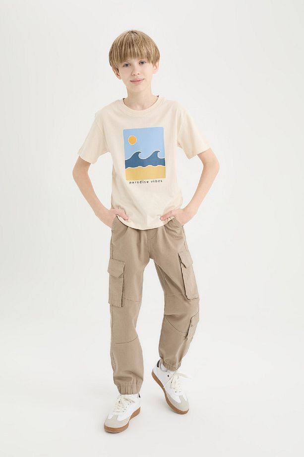 Erkek Çocuk Kargo Cepli Standart Paça Gabardin Jogger Pantolon D6314A825SP - 3