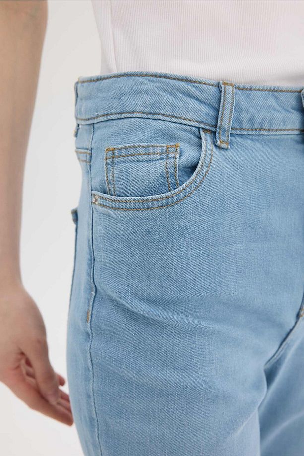 Slim Flare Yüksek Bel Düz Paça Uzun Jean Kar Yıkamalı Pantolon D7973AX25SP - 5