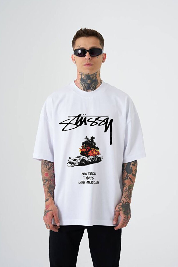 St Car Gang Printed Unisex Oversize T-Shirt