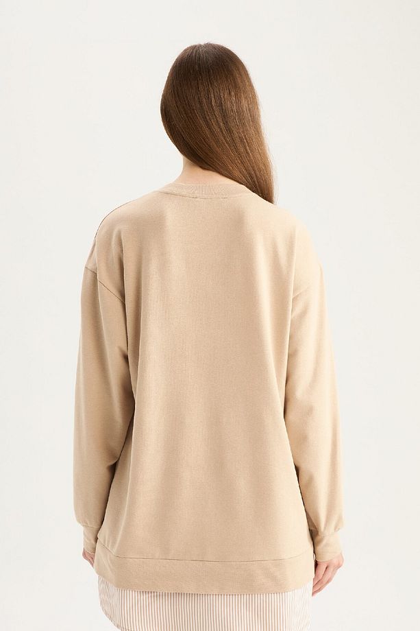 Regular Fit Bisiklet Yaka Basic Düz Sweatshirt Tunik A9529ax25sp - 6