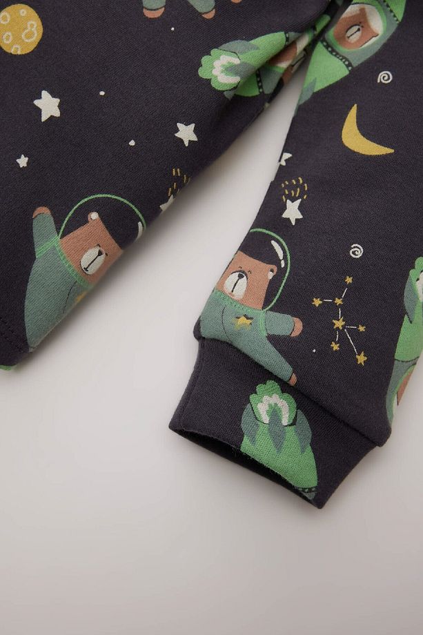 Erkek Bebek Pijama Takımı Uzay Baskılı Uzun Kollu Üst Beli Lastikli Uzun Alt D9069a525sp - 4