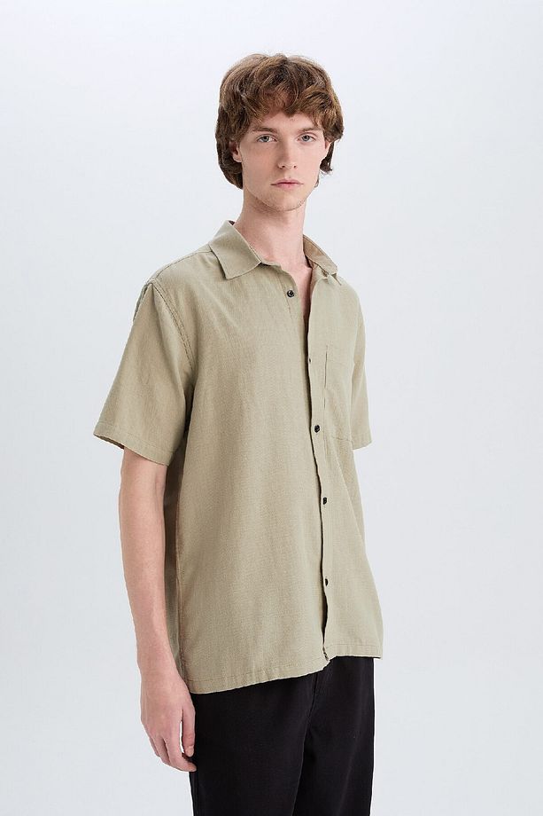 %100 Pamuk Regular Fit Yazlık Kısa Kollu Gömlek E0461ax25sm - 4